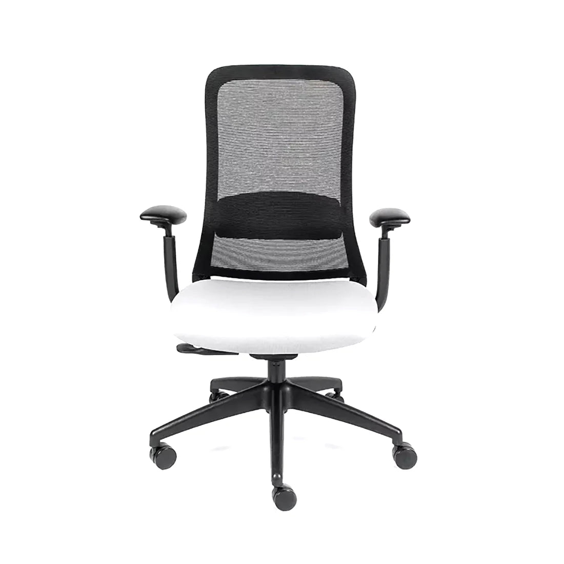 Silla Reclinable Curve, Estructura Negra, Mesh Negro con Brazos Ajustables con Soporte Lumbar.