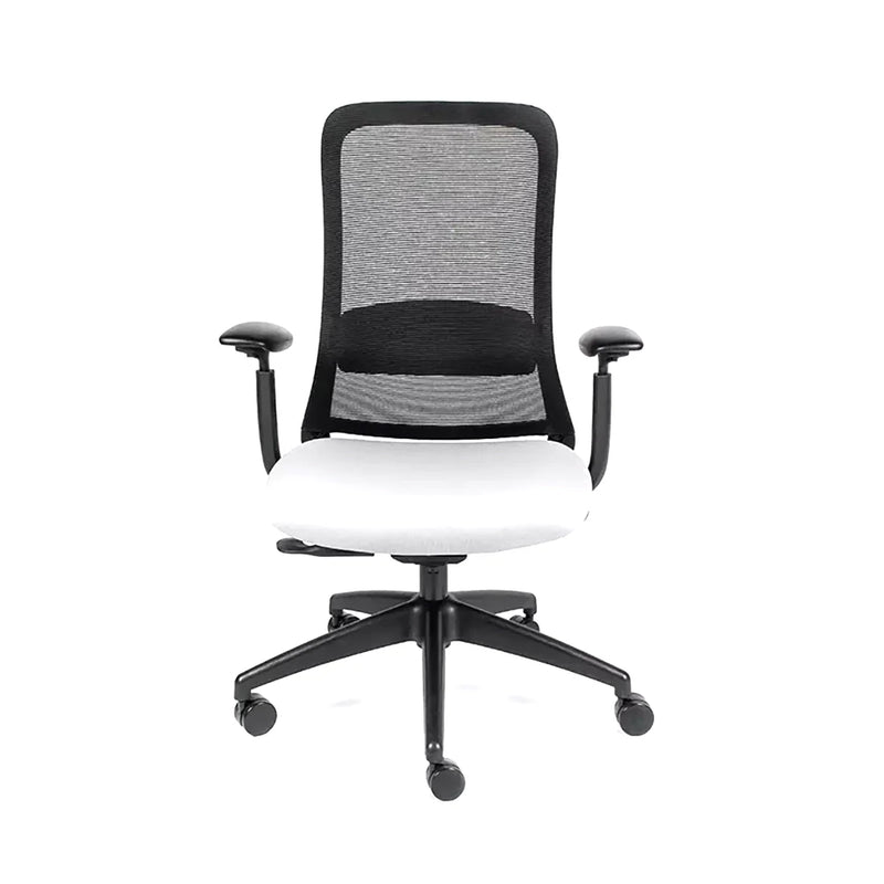 Silla Reclinable Curve, Estructura Negra, Mesh Negro con Brazos Ajustables con Soporte Lumbar.