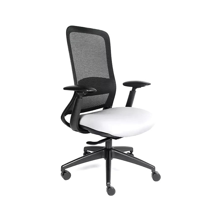 Silla Reclinable Curve, Estructura Negra, Mesh Negro con Brazos Ajustables con Soporte Lumbar.