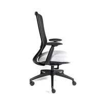 Silla Reclinable Curve, Estructura Negra, Mesh Negro con Brazos Ajustables con Soporte Lumbar.