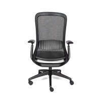 Silla Reclinable Curve, Estructura Negra, Mesh Negro con Brazos Ajustables con Soporte Lumbar.