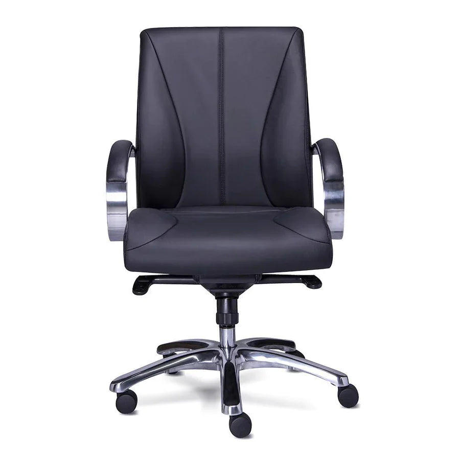 Sillon ejecutivo en piel/simil piel color cafe respaldo bajo
