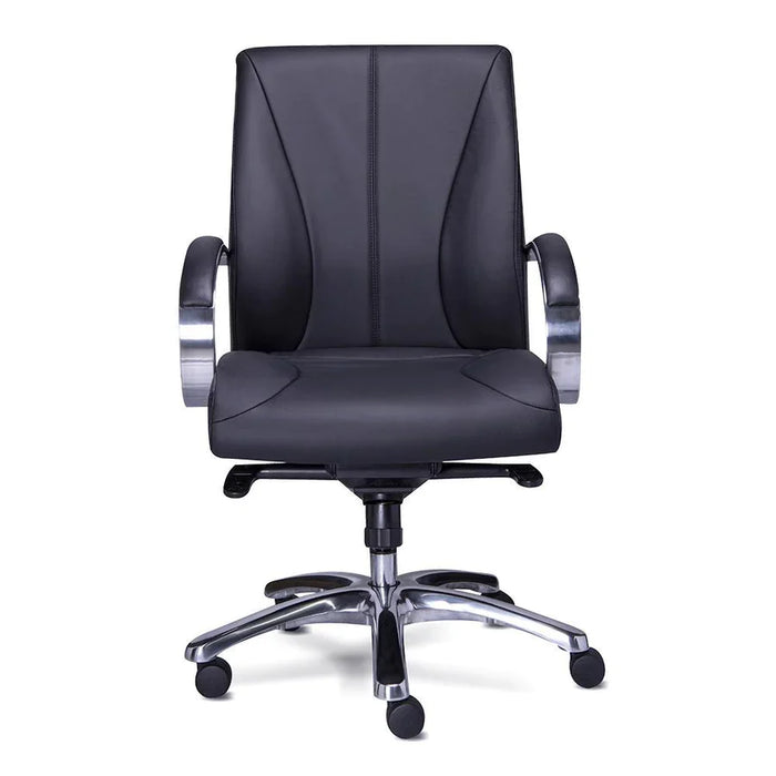 Sillon ejecutivo en piel/simil piel color cafe respaldo bajo