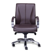 Sillon ejecutivo en piel/simil piel color cafe respaldo bajo