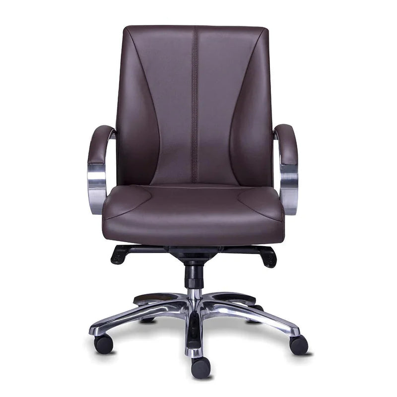 Sillon ejecutivo en piel/simil piel color cafe respaldo bajo