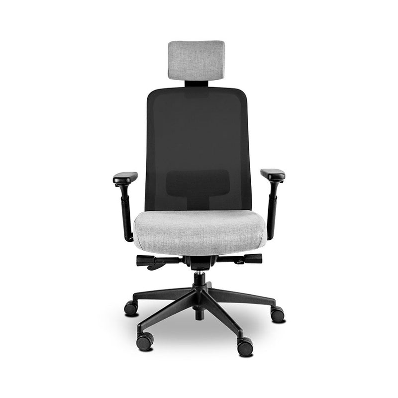 Sillon ejecutivo estructura negra, respaldo mesh con cabecera y reclinamiento
