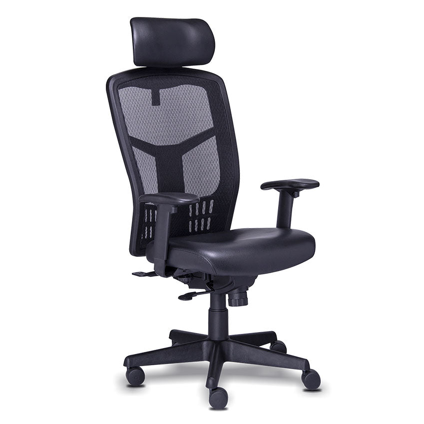 Sillon Ejecutivo en Malla Con Cabecera Tapizado en Piel