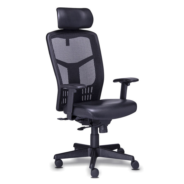 Sillon Ejecutivo en Malla Con Cabecera Tapizado en Piel