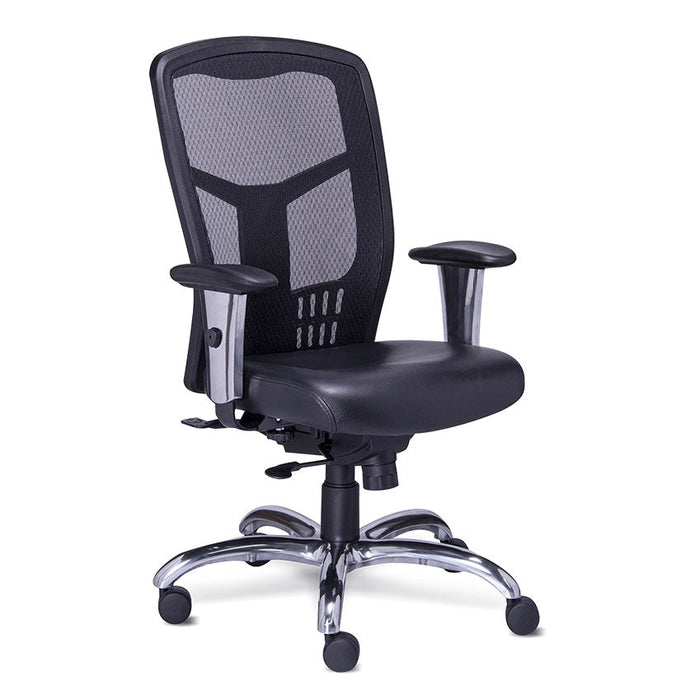 Sillon Ejecutivo en Malla Tapizado en Piel Accesorios en Aluminio