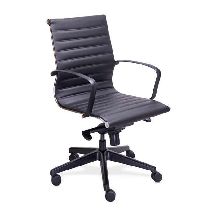 Silla Retro Respaldo Bajo brazos y estrella de aluminio negro