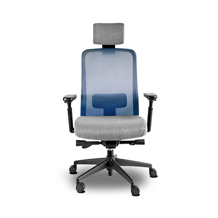 Sillon ejecutivo estructura negra, respaldo mesh con cabecera y reclinamiento