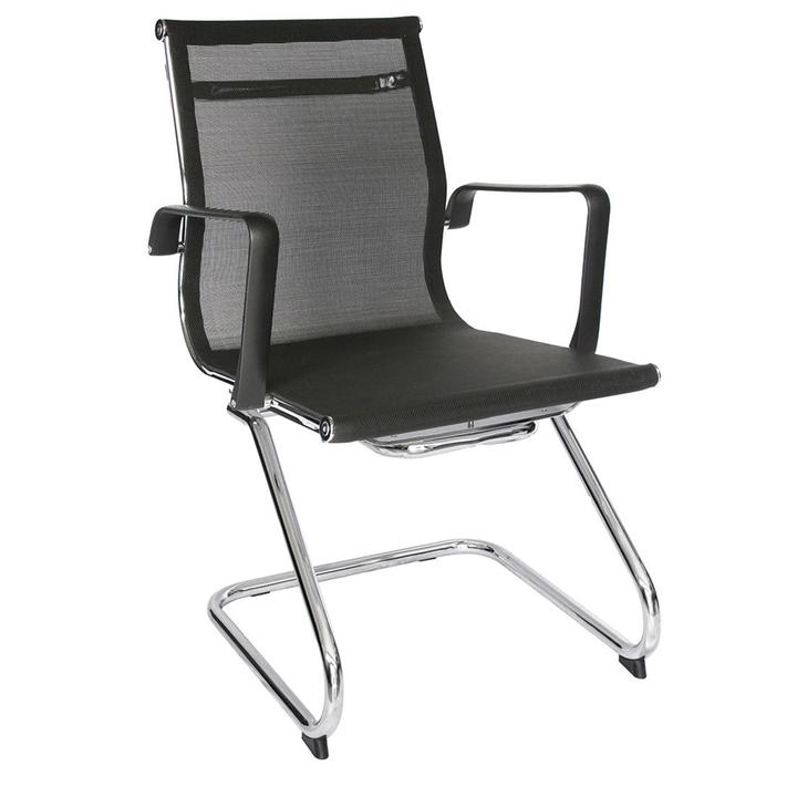 Silla Retro Respaldo Bajo Visitante (Tapizada en Red Negra)