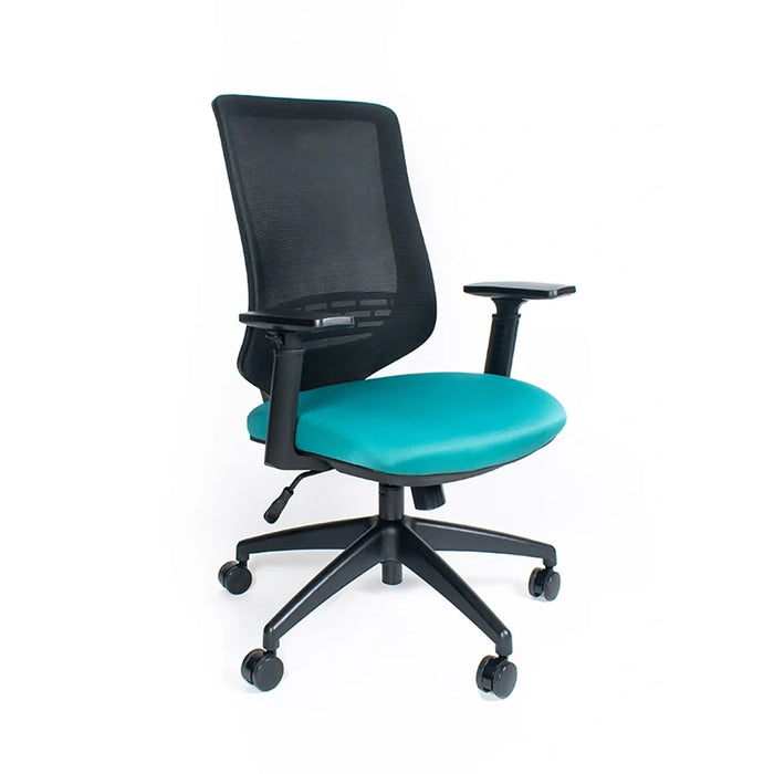 Silla Reclinable Leah, Marco Negro, Mesh Negro con Brazos Ajustables y Soporte Lumbar.