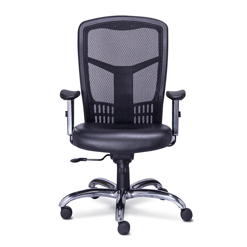 Sillon Ejecutivo en Malla Tapizado en Piel Accesorios en Aluminio