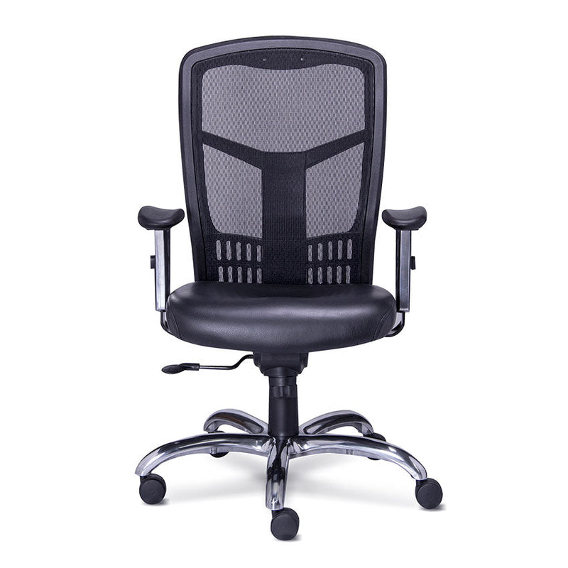 Sillon Ejecutivo en Malla Tapizado en Piel Accesorios en Aluminio
