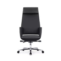 Sillón Ejecutivo Zenit Reclinable Respaldo Alto, Tapizado en Piel Negra con Base de Alumnio.