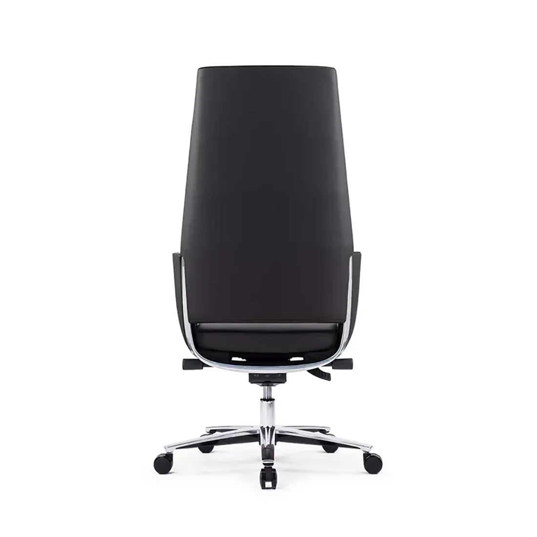 Sillón Ejecutivo Zenit Reclinable Respaldo Alto, Tapizado en Piel Negra con Base de Alumnio.