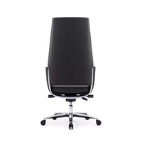 Sillón Ejecutivo Zenit Reclinable Respaldo Alto, Tapizado en Piel Negra con Base de Alumnio.