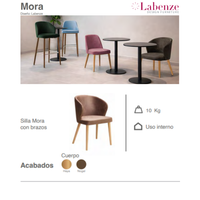 Banco Mora Con Brazos Madera de Haya Natural o Nogal Tapizada