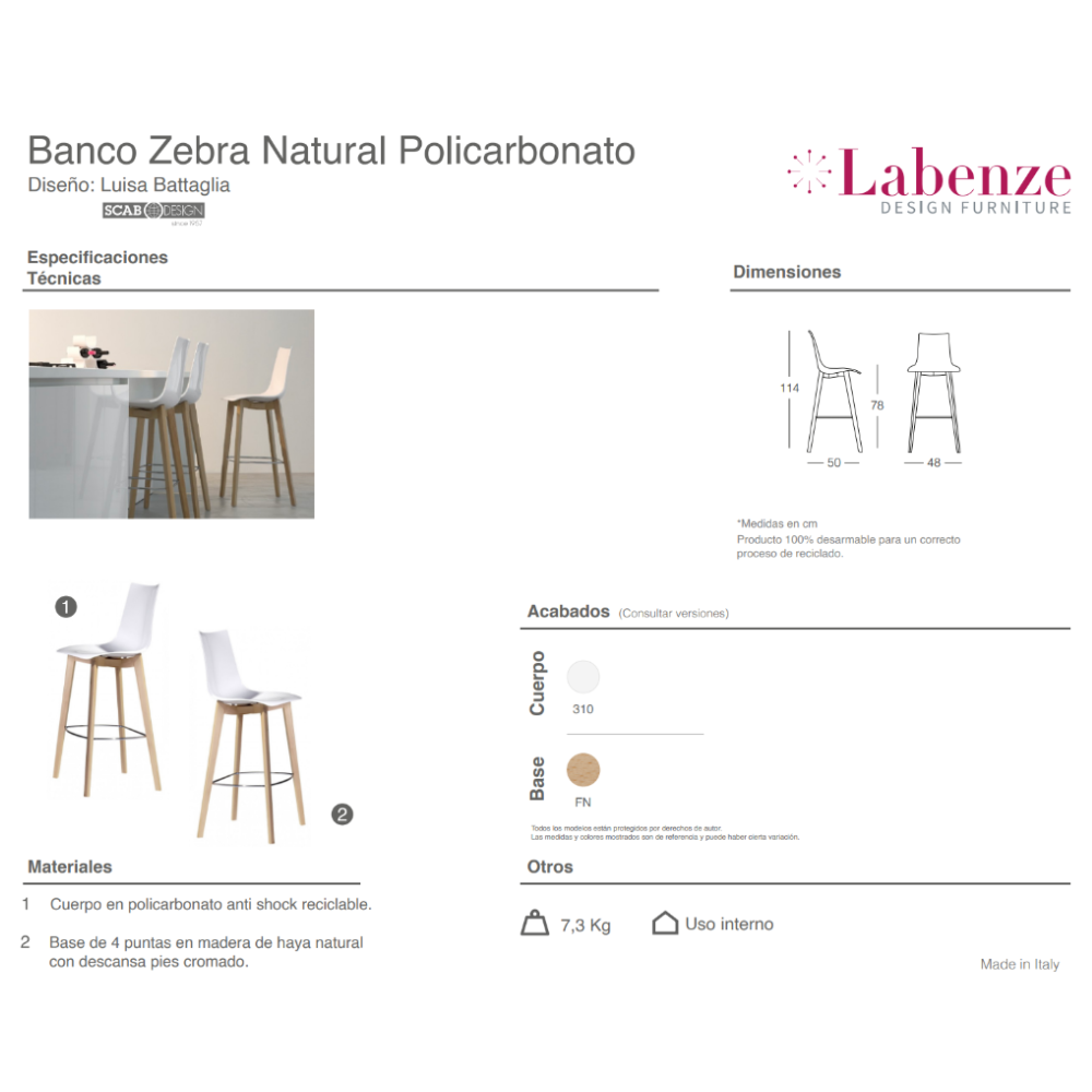 Banco Zebra Madera Natural