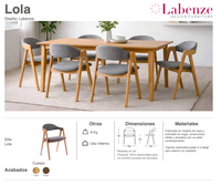 Silla Lola Madera de Haya Natural o Nogal Tapizada