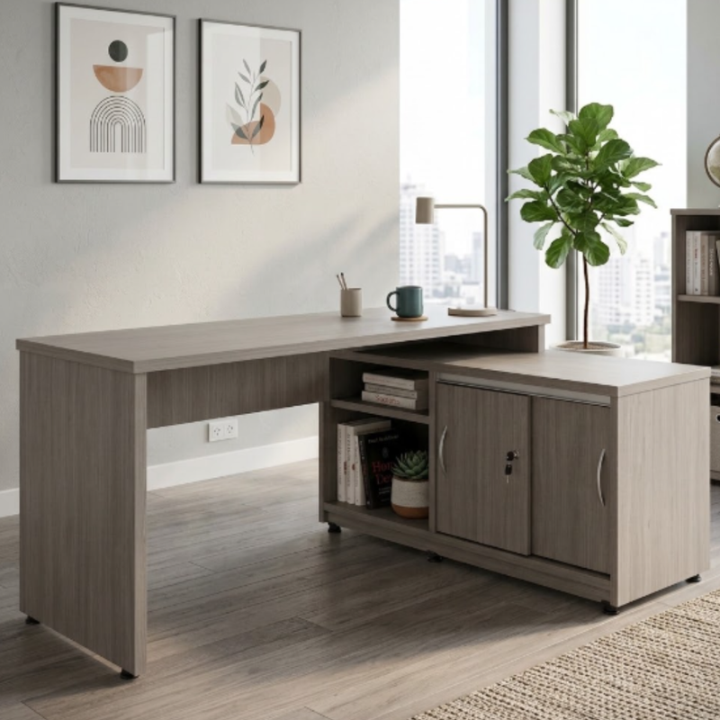 Escritorio de Melamina Sobre Credenza JA-002