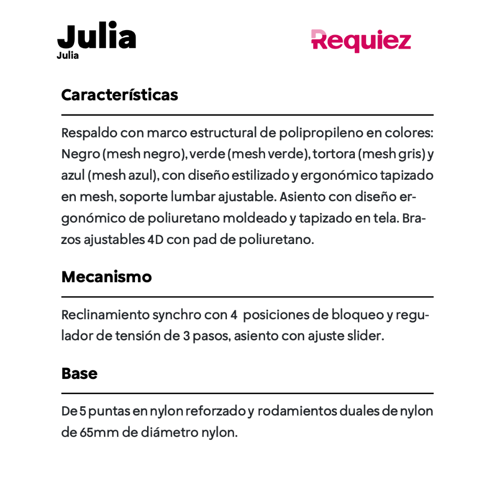 Silla Operativa Julia RE- 2500