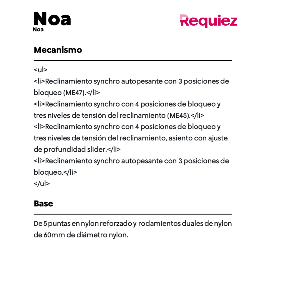 Silla Operativa Noa Reclinable