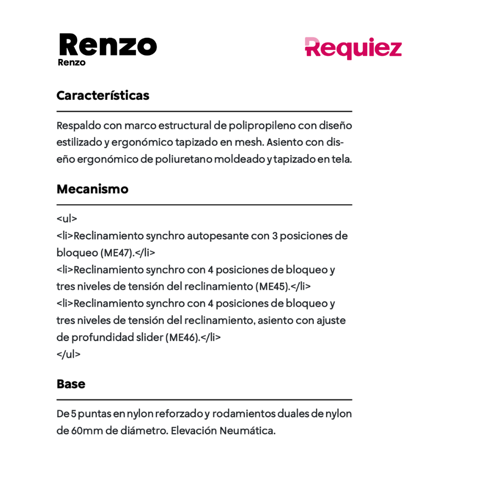 Silla Operativa Renzo Reclinable RE- 6047