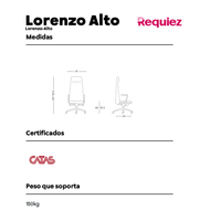 Sillón Ejecutivo Lorenzo Respaldo Alto Tapizado en Piel Accesorios en Aluminio RP-5050/AL