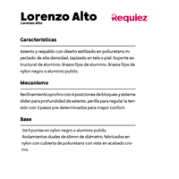 Sillón Ejecutivo Lorenzo Respaldo Alto Tapizado en Piel Accesorios en Aluminio RP-5050/AL
