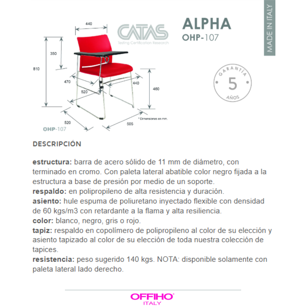Pupitre Alpha Asiento Tapizado