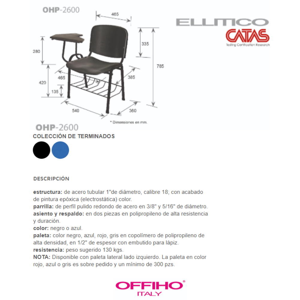 Pupitre Ellitico Polipropileno