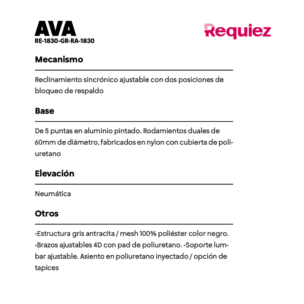 Silla Ejecutiva Ava RE-1830