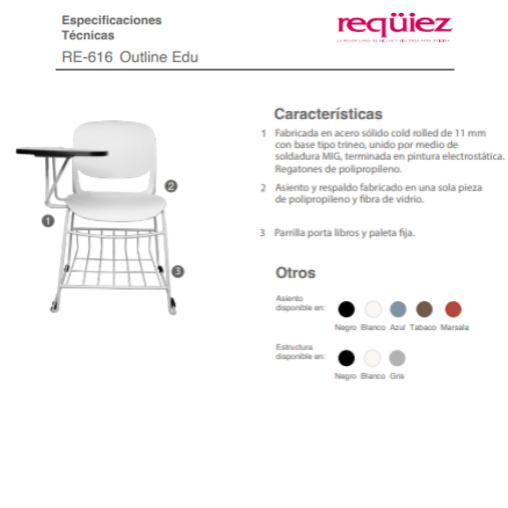 Silla de Capacitacion Outline Edu RE-616