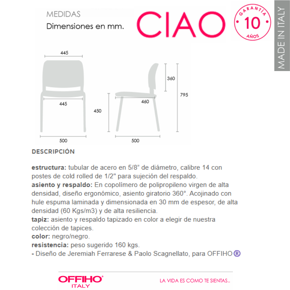 Silla para Visitante Ciao Tapizada