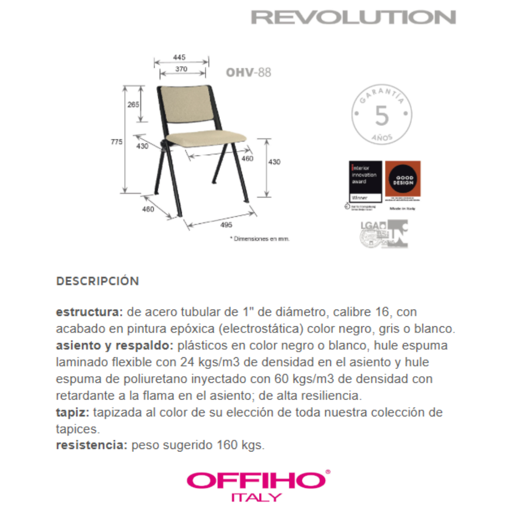Silla para Visitante Revolution Tapizada
