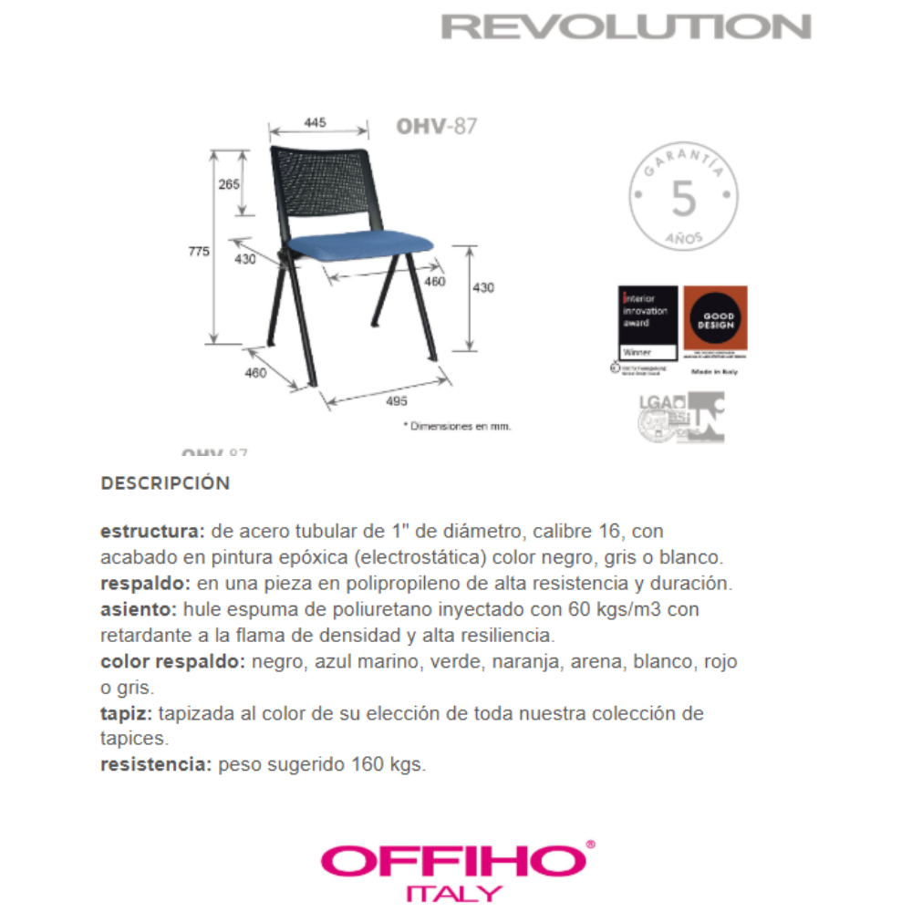 Silla para Visitante Revolution Semi tapizada