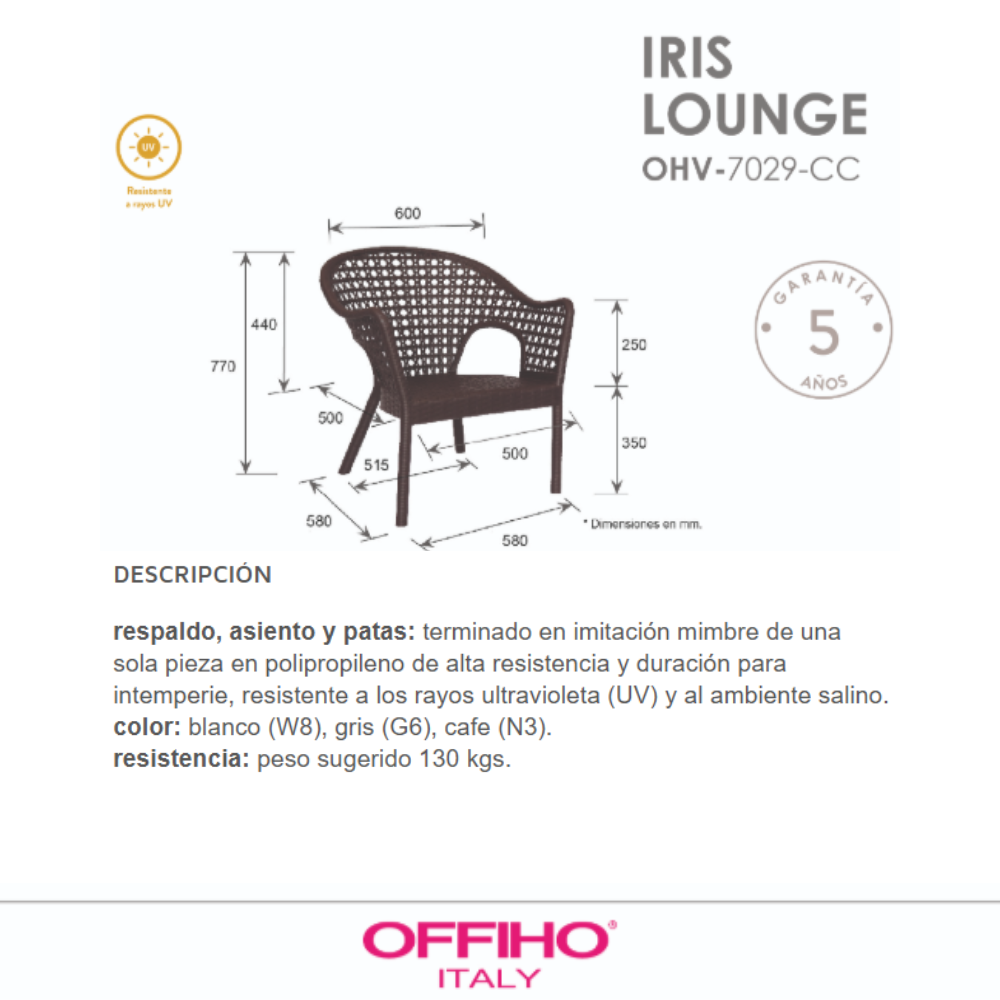 Silla Exterior Iris OHV-7029-DC