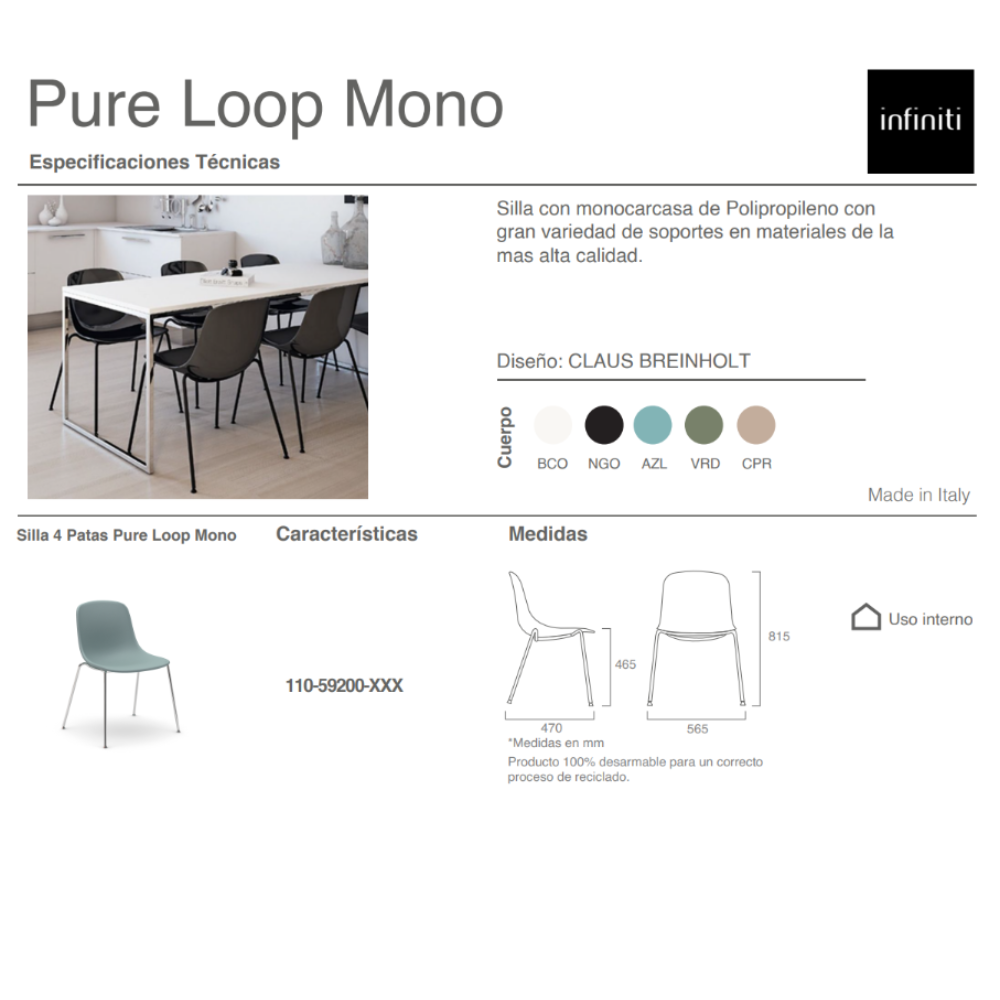 Silla Interior Pure Loop Mono
