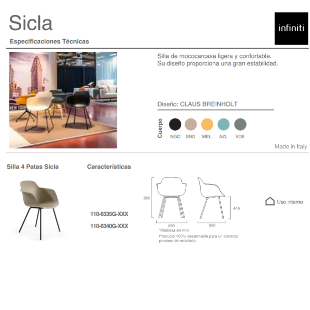 Silla Sicla 4 Patas