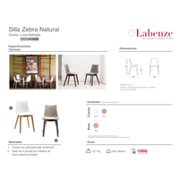 Silla Zebra 4 Patas Madera  Natural