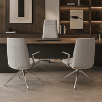 Sillón Lorenzo Base De 4 Puntos Piramidal Respaldo Bajo Tapizado en Piel Accesorios en Aluminio RP-5051/AL