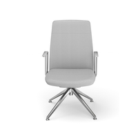Sillón Lorenzo Base De 4 Puntos Piramidal Respaldo Bajo Tapizado en Piel Accesorios en Aluminio RP-5051/AL