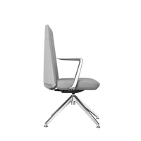 Sillón Lorenzo Base De 4 Puntos Piramidal Respaldo Bajo Tapizado en Piel Accesorios en Aluminio RP-5051/AL