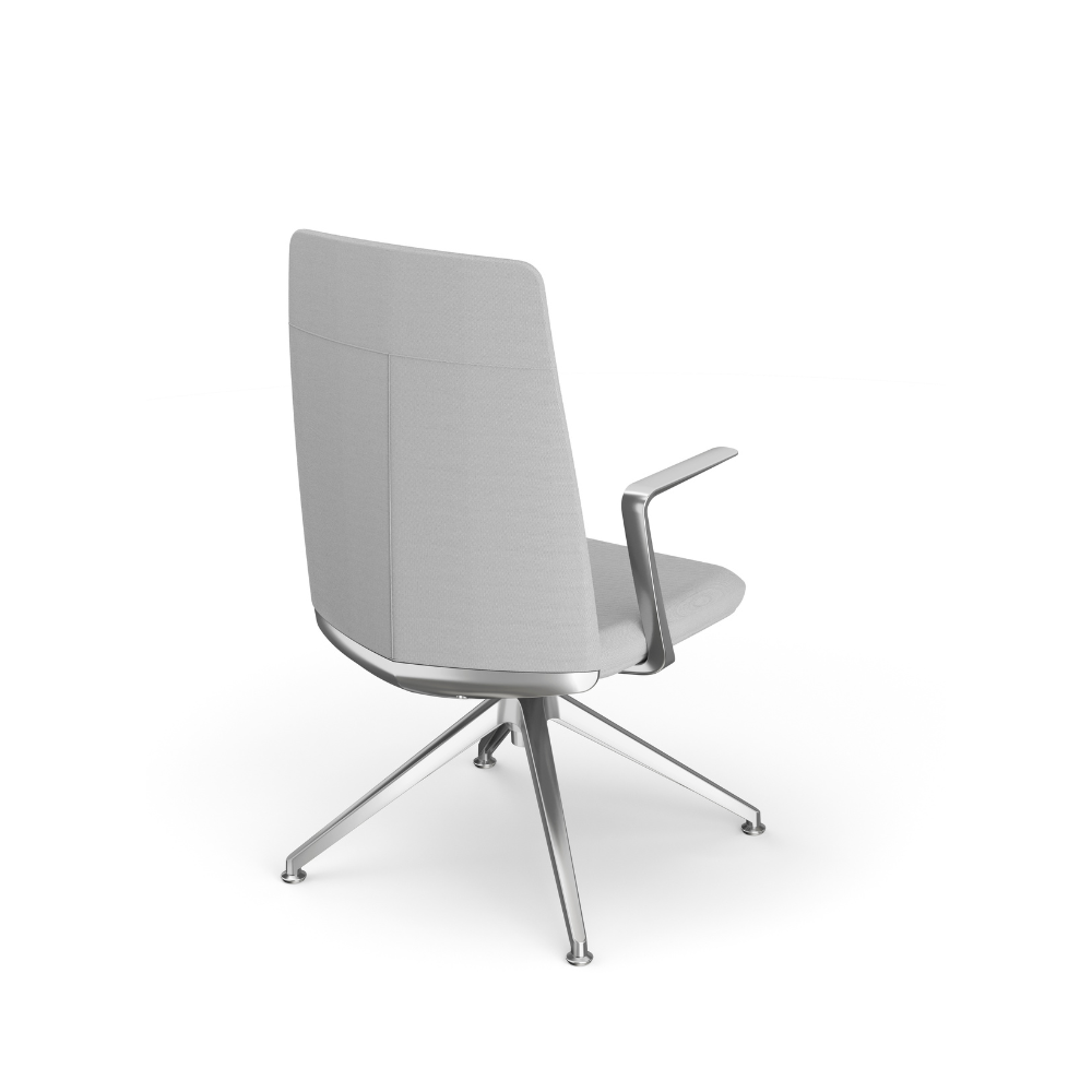 Sillón Lorenzo Base De 4 Puntos Piramidal Respaldo Bajo Tapizado en Piel Accesorios en Aluminio RP-5051/AL