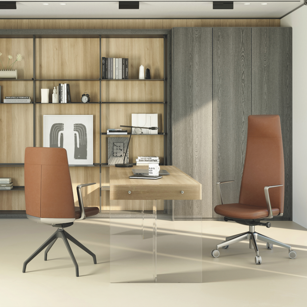 Sillón Ejecutivo Lorenzo Respaldo Alto Tapizado en Piel Accesorios en Aluminio RP-5050/AL