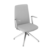 Sillón Lorenzo Base De 4 Puntos Piramidal Respaldo Bajo Tapizado en Piel Accesorios en Aluminio RP-5051/AL