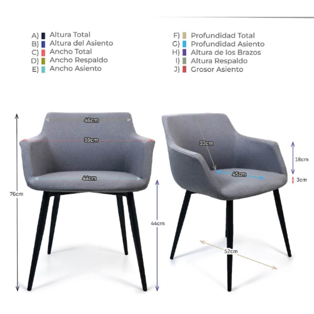 Silla Tapizada en Tela para Visitante Alassio