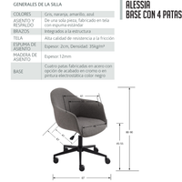 Silla Interior Alessia Base 4 Patas Cromadas
